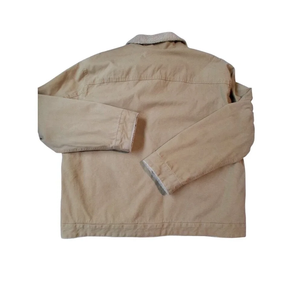 Y2K Vintage Gap Mens XXL Khaki Canvas Sherpa Lined Trucker Chore Barn Jacket‎